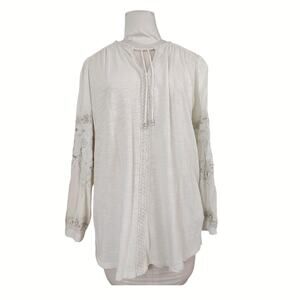 Soft Surroundings Knit Embellished Tunic Top Sz L Casual Boho Hippie Night Shirt